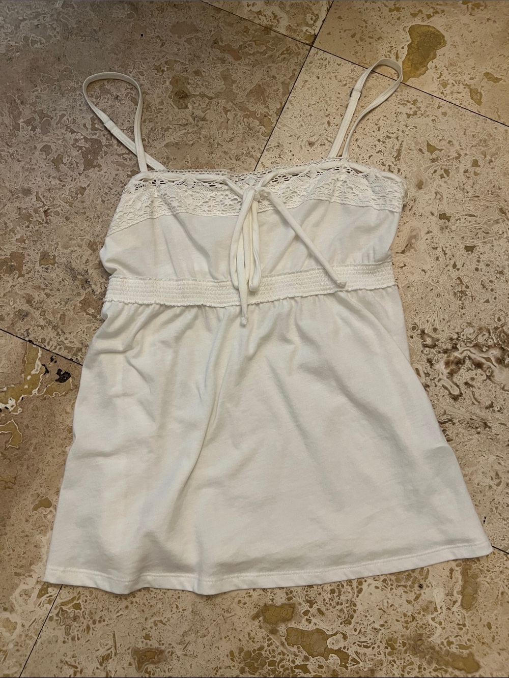 Hollister Babydoll White Lace-Trim Cami Tank Top